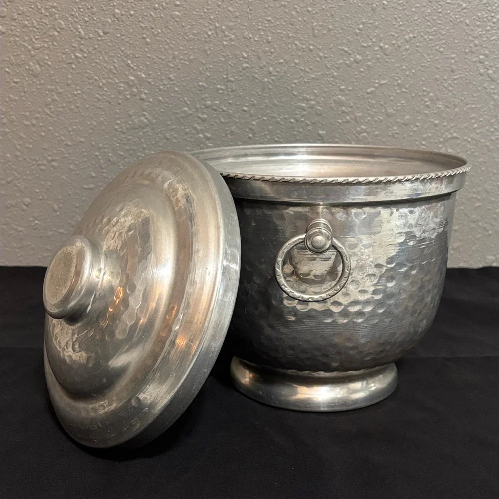 Vintage Hammered Aluminum Ice Bucket